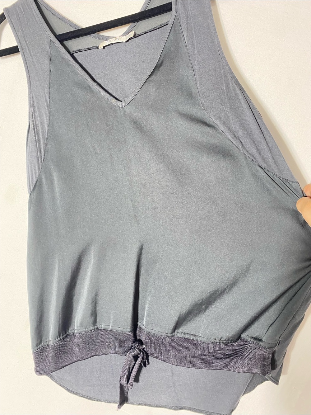Ricki's Dark Grey Flowy Tank Top with Bottom Tie Accent M - Picture 8 of 15